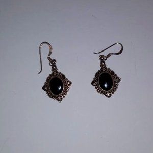 Sterling silver earrings with black stone
